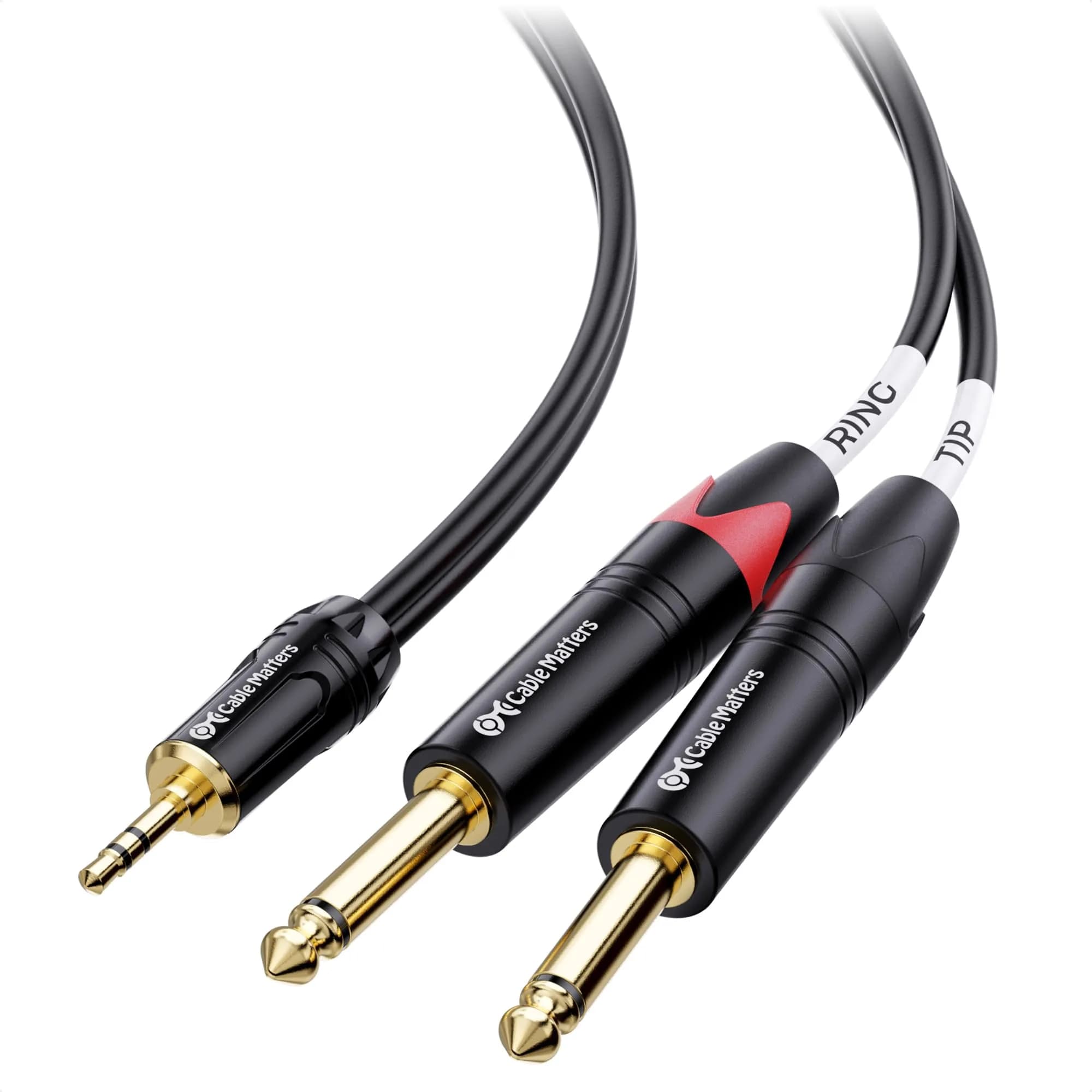 Cable Matters 3.5mm TRS to Dual 6.35mm TS Breakout Cable, 0.91m (3ft) | Connects Smartphones to Mixers & Studio Monitors