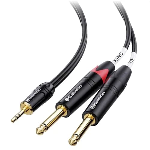 Cable Matters 3.5mm TRS to Dual 6.35mm TS Breakout Cable, 0.91m (3ft) | Connects Smartphones to Mixers & Studio Monitors thumbnail 1