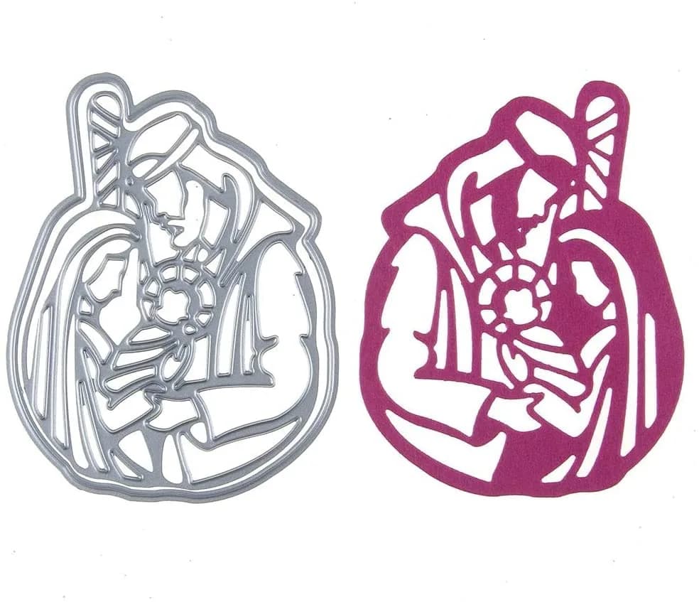 DIY Scrapbooking Artist Cross Metal Cutting Dies Kit | 5 Designs, Carbon Steel Stencils for Card Making & Embossing — Holy Family Nativity