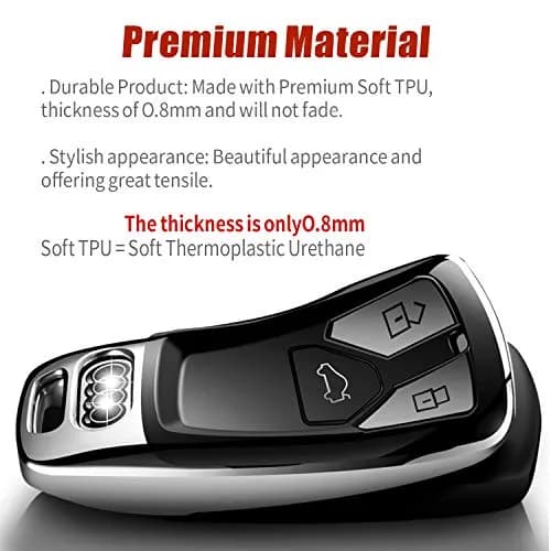 Tukellen Silver Soft TPU Key Case for Audi A4 Q7 Q5 TT A3 A6 SQ5 R8 S5 Smart Key (1 Unit) thumbnail 2