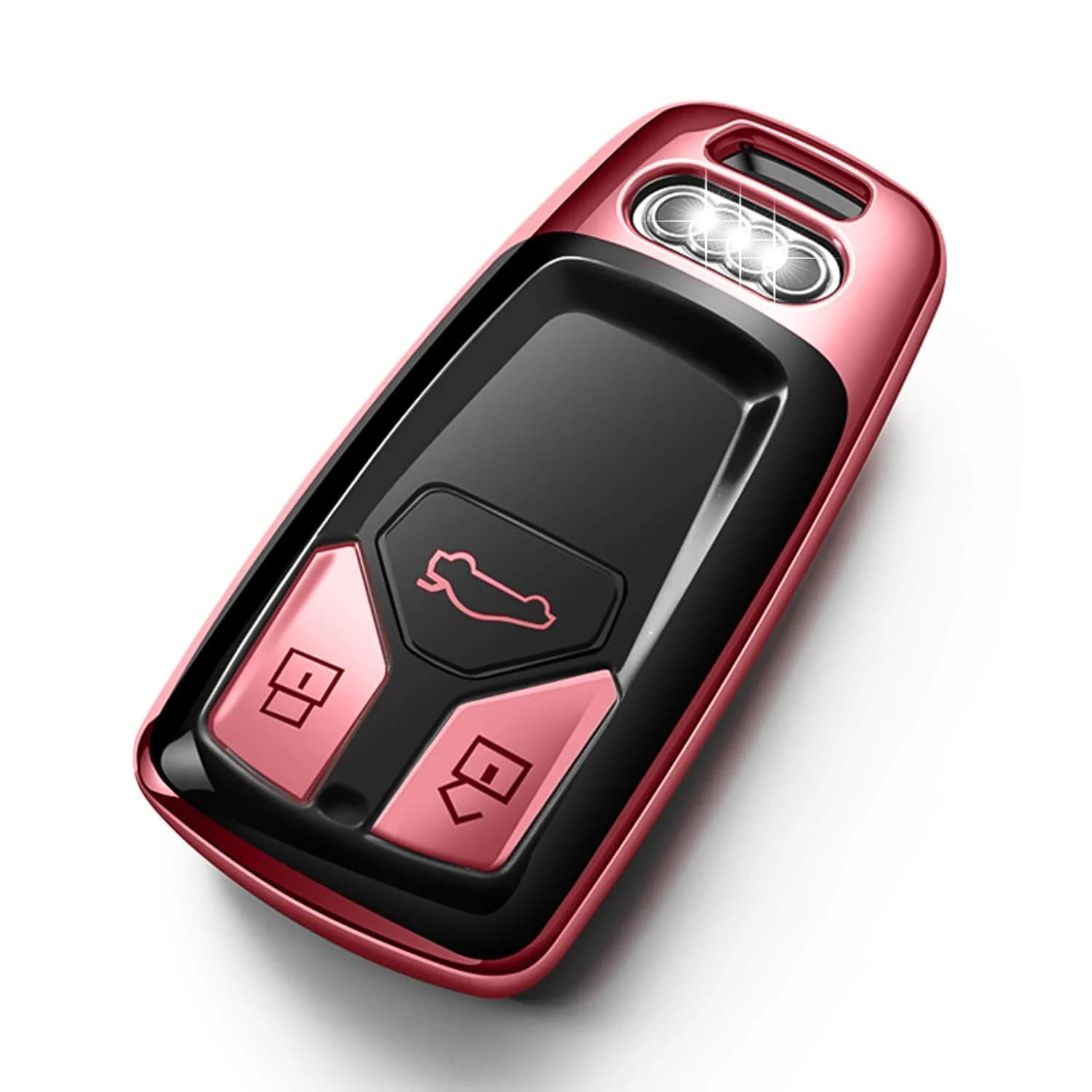 Tukellen Red Soft TPU Key Fob Cover for Audi A4 Q7 Q5 TT A3 A6 SQ5 R8 S5 Smart Key | 360° Protection — Rose Gold