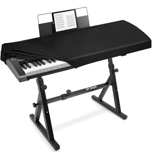 Explore Land 61 Keys Piano Keyboard Cover with Music Stand Opening, Black | Dustproof Stretch Nylon thumbnail 1