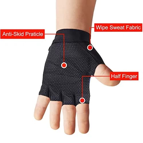 Luwint Kids Half Finger Gloves Blue | Non-Slip Grip for Fishing, Cycling, Climbing (Medium) thumbnail 3