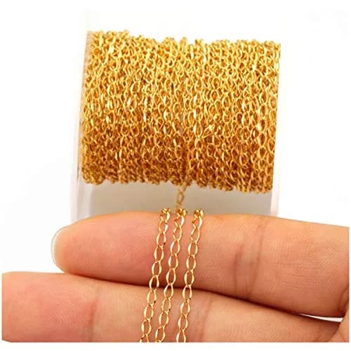 Tiparts 33FT 1.5mm Gold Stainless Steel Twisted Cable Chains for Jewelry Makings | Reflective, Lightweight, Durable thumbnail 1