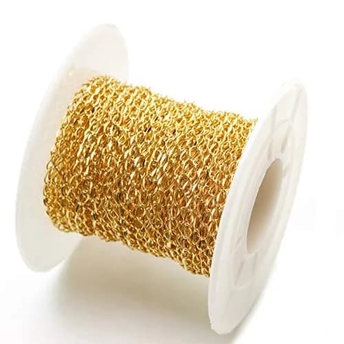 Tiparts 33FT 1.5mm Gold Stainless Steel Twisted Cable Chains for Jewelry Makings | Reflective, Lightweight, Durable thumbnail 2