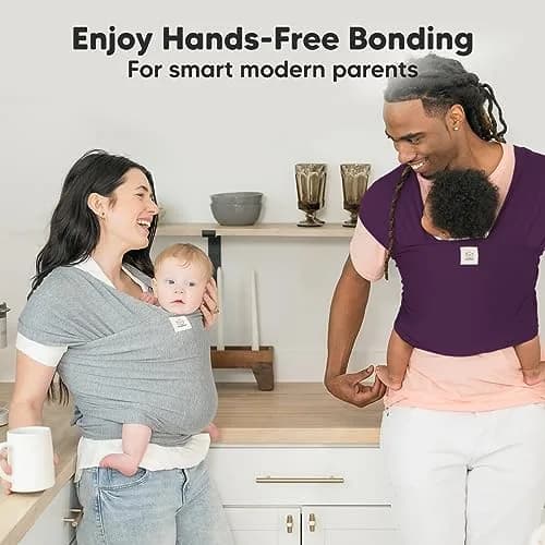 KeaBabies Original Baby Wrap Carrier Royal Purple | Ergonomic, IHDI Certified, Breathable Fabric for Newborns to Toddlers thumbnail 8