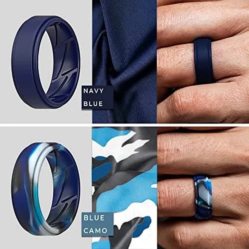 ThunderFit Silicone Wedding Rings for Men, Breathable Airflow Inner Grooves | Safe, Flexible, Hypoallergenic thumbnail 4