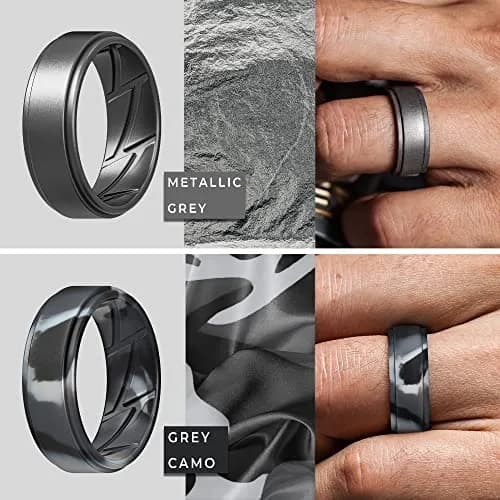 ThunderFit Silicone Wedding Rings for Men, Breathable Airflow Inner Grooves | Safe, Flexible & Durable (70-120 chars) thumbnail 4