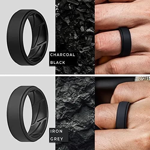 ThunderFit Silicone Wedding Rings for Men, Breathable Airflow Inner Grooves | Safe, Flexible & Durable (70-120 chars) thumbnail 3