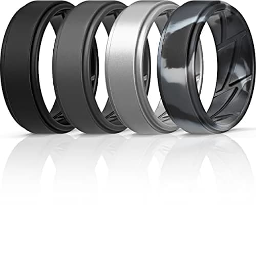 ThunderFit Silicone Wedding Rings for Men, Breathable Airflow Inner Grooves | Safe, Flexible, Hypoallergenic thumbnail 1