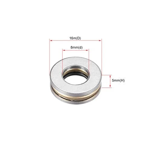 uxcell F8-16M Thrust Ball Bearings 8mm x 16mm x 5mm Chrome Steel Single Direction (2-Pack) thumbnail 3