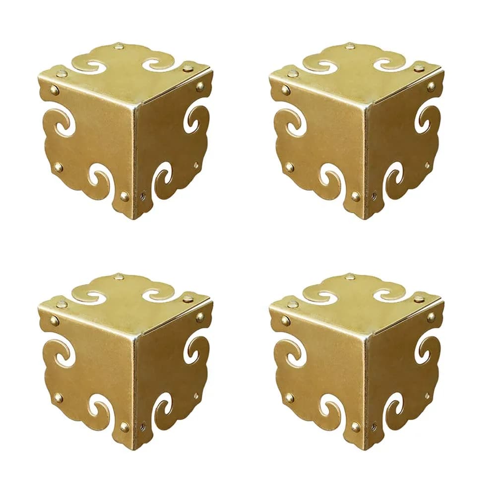 Tiazza Brass Corner Protectors 4pcs | Antique Hardware for Furniture & Jewelry Boxes - main product image