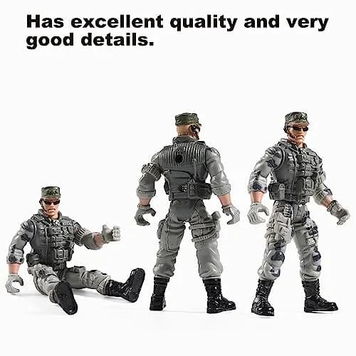 Mr.River US Army Men and SWAT Team Toy Soldiers Action Figures with Military Weapons Accessories, 9.5cm (3.75") | STEM-Learning Toy for Kids thumbnail 6