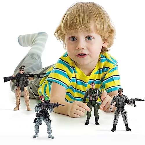 Mr.River US Army Men and SWAT Team Toy Soldiers Action Figures with Military Weapons Accessories, 9.5cm (3.75") | STEM-Learning Toy for Kids thumbnail 8