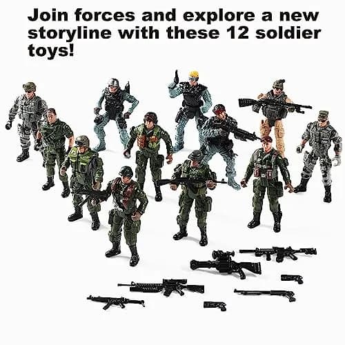 Mr.River US Army Men and SWAT Team Toy Soldiers Action Figures with Military Weapons Accessories, 9.5cm (3.75") | STEM-Learning Toy for Kids thumbnail 2