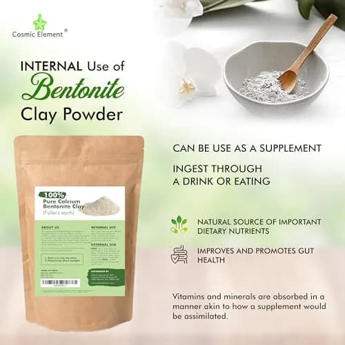 Cosmic Element Calcium Bentonite Clay Powder 12oz | Deep Pore Detox & Skin Care Mask thumbnail 2