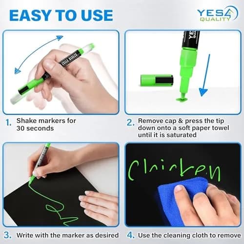 YES4QUALITY Magnetic Black Dry Erase Board 17x11 inches | Easy-Erase Surface & Bright Markers thumbnail 6
