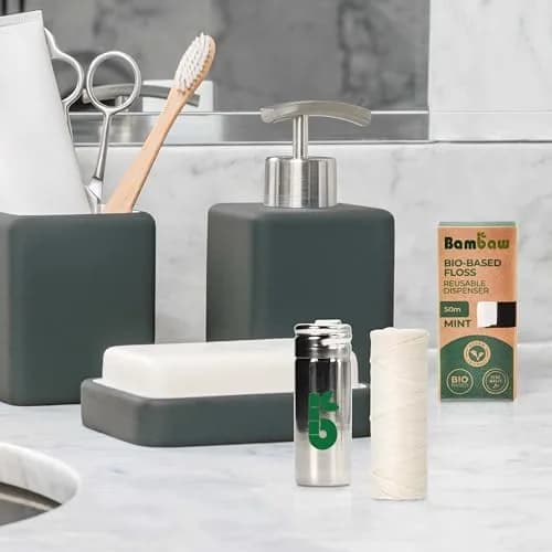 Bambaw Vegan Dental Floss with Stainless Steel Dispenser | 50 meters (165 ft) Mint Tape | Refillable Zero Waste thumbnail 8