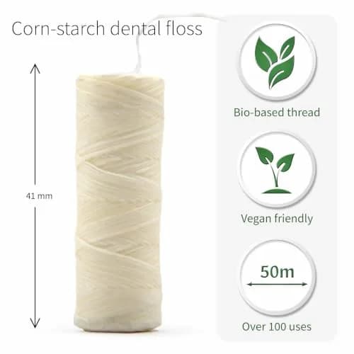 Bambaw Vegan Dental Floss with Stainless Steel Dispenser | 50 meters (165 ft) Mint Tape | Refillable Zero Waste thumbnail 3