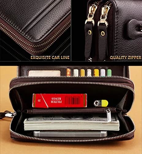 Valentoria Men's Large Clutch Wallet Purse 21cm (8.27") | Business Travel Hand Bag with Zipper for Phone & Cards thumbnail 4