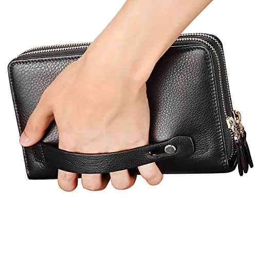 Valentoria Men's Large Clutch Wallet Purse 21cm (8.27") | Business Travel Hand Bag with Zipper for Phone & Cards thumbnail 2