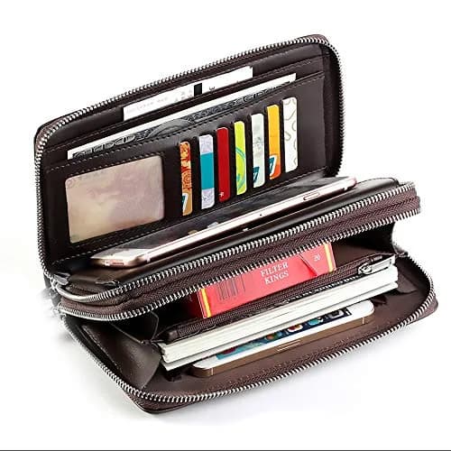Valentoria Men's Large Clutch Wallet Purse 21cm (8.27") | Business Travel Hand Bag with Zipper for Phone & Cards thumbnail 3