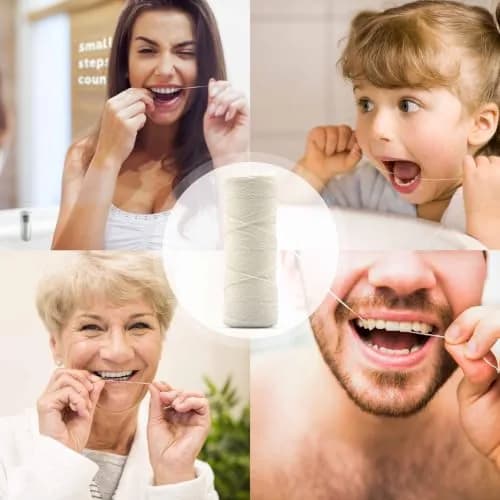 Bambaw Natural Silk Dental Floss Mint 55 yd (165 ft) | Biodegradable Eco Floss with Stainless Steel Dispenser thumbnail 7