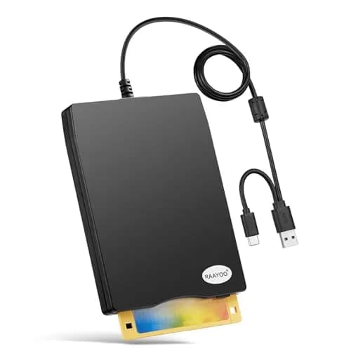 RAAYOO USB Floppy Disk Drive Reader 1.44 MB | Reads Old Floppy Disks on Windows 11/10/8/7 PCs thumbnail 1