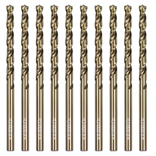 Sipery 4mm Cobalt Drill Bit 10 Pack | High Speed Steel for Hardened Metal & Stainless Steel thumbnail 1