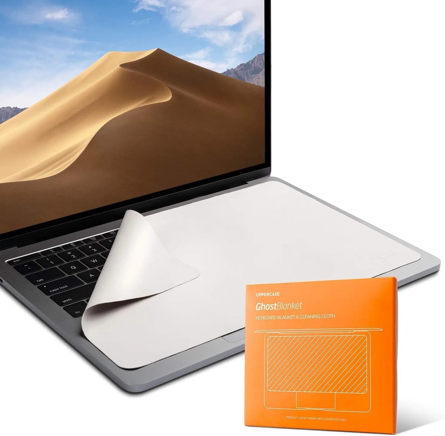 UPPERCASE GhostBlanket Screen Keyboard Imprint Protection Microfiber Liner and Cleaning Cloth 290mm x 186mm | Protects MacBook Screens from Keyboard Marks — 16" MacBooks