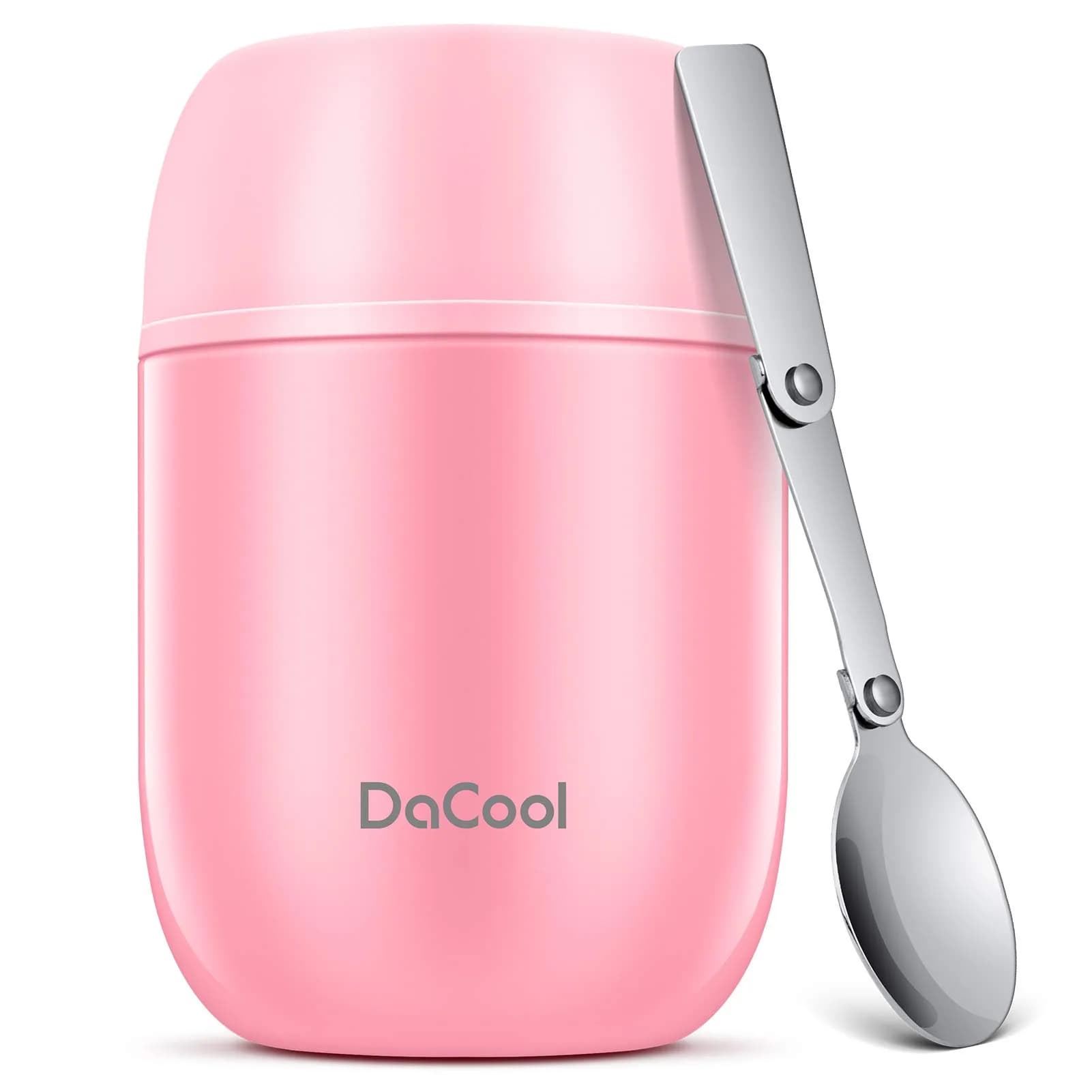 DaCool Food Thermo Insulated Food Jar 16oz | Leak-Proof Hot & Cold Food Container — Pink-16 Ounce
