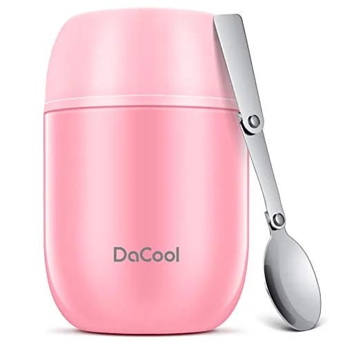 DaCool Insulated Food Jar 16 oz | Leak-Proof Vacuum Stainless Steel Kids & Adults Pink thumbnail 1