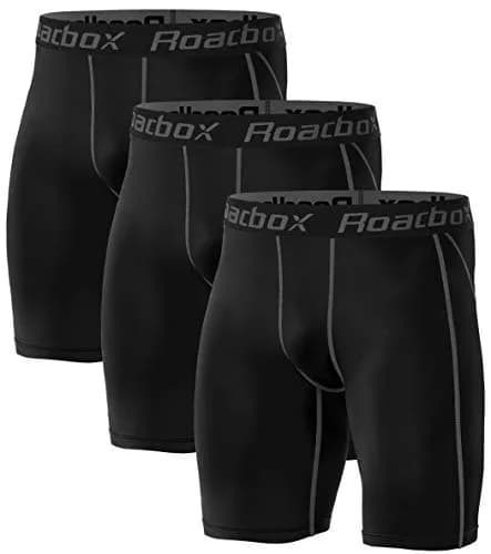 Roadbox Men's Compression Shorts 6-inch Inseam (3-Pack, Black) | Athletic Workout & Running thumbnail 1
