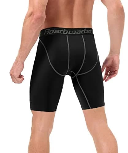 Roadbox Men's Compression Shorts 6-inch Inseam (3-Pack, Black) | Athletic Workout & Running thumbnail 2