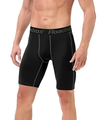 Roadbox Men's Compression Shorts 6-inch Inseam (3-Pack, Black) | Athletic Workout & Running thumbnail 3