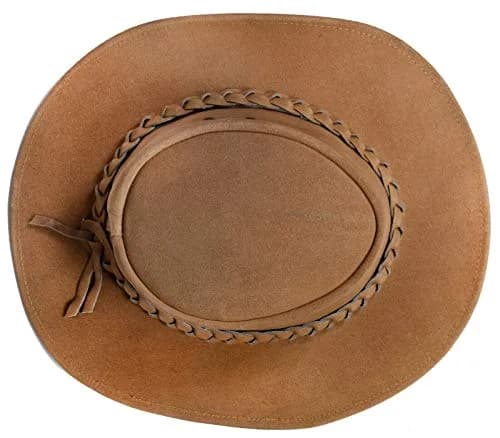 Infinity Leather Australian Unisex Tan Western Style Cowboy Outback Real Suede Leather Hat Large thumbnail 2