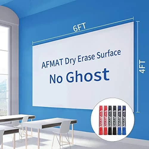AFMAT Dry Erase Whiteboard Paper 6x4ft | No Ghosting, Thick PET Surface, Easy Peel & Stick Wall Decal thumbnail 1