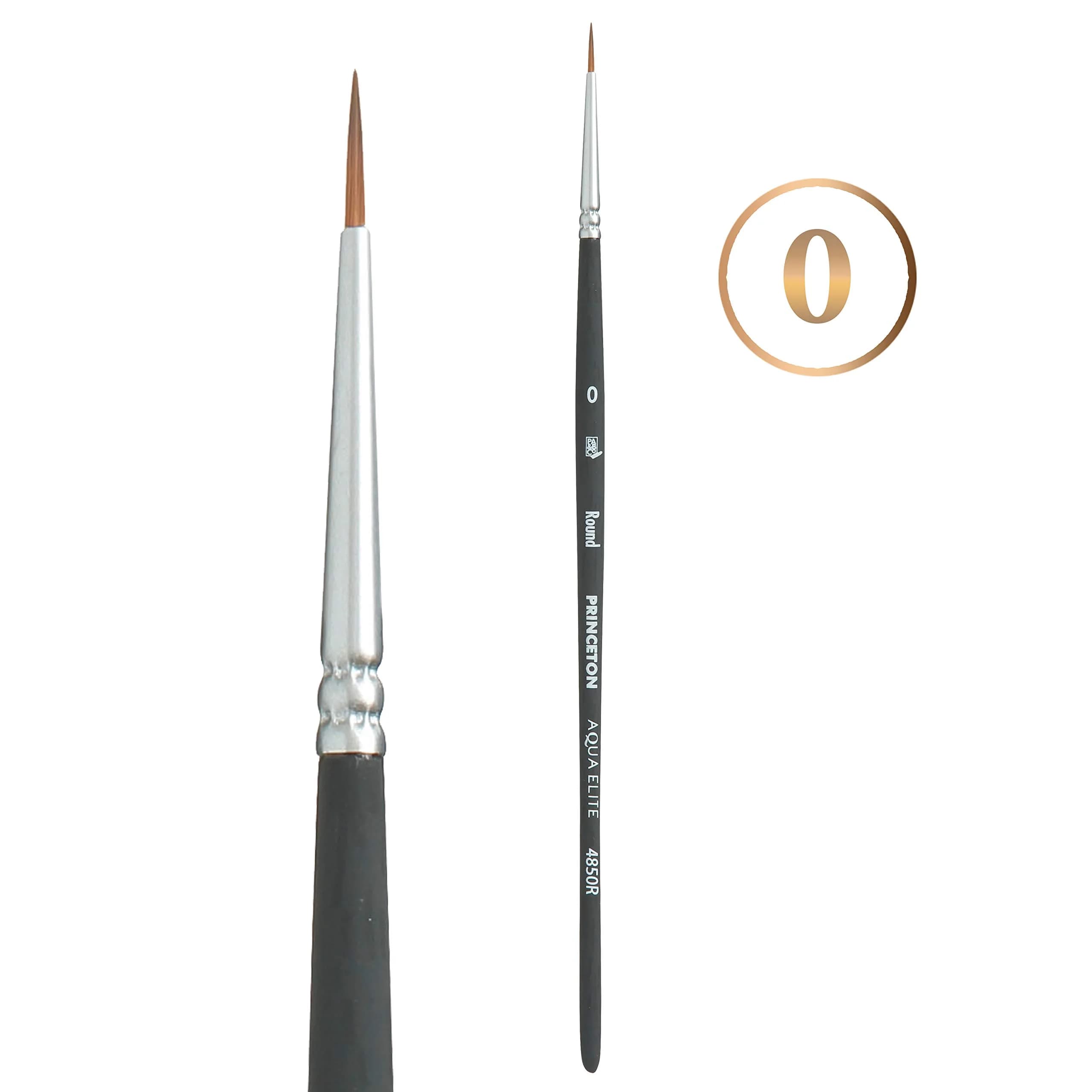 Princeton Aqua Elite Series 4850 Watercolor Paint Brush, Round, Size 0 | Synthetic Kolinsky Performance