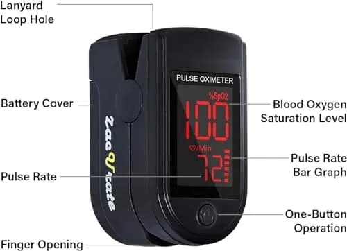 Zacurate 500 Series Fingertip Pulse Oximeter Royal Black | for Sports & Aviation Use thumbnail 2
