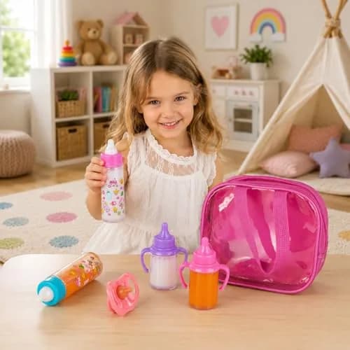 fash n kolor Baby Doll Feeding Set with Toy Bag | 6 Pieces, Ages 3+ thumbnail 8