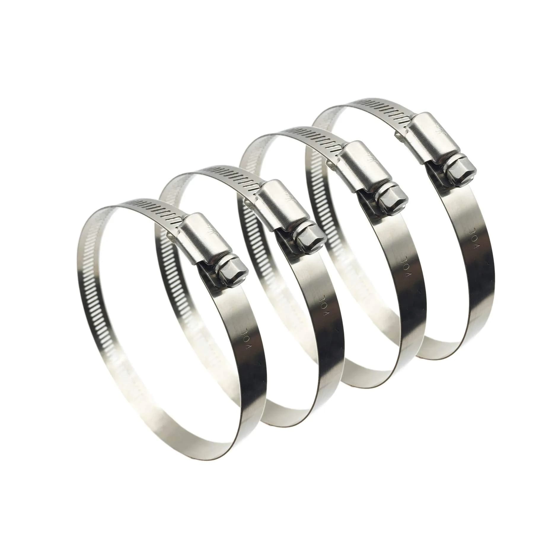 EesTeck 4 Inch 304 Stainless Steel Hose Clamps (4-Pack) | Worm Drive Adjustable Duct Clamps — 3" -4Pcs