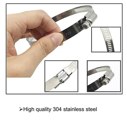 EesTeck 3 Inch 304 Stainless Steel Hose Clamps (4-Pack) | 65-89mm Adjustable Worm Drive Duct Clamps thumbnail 2