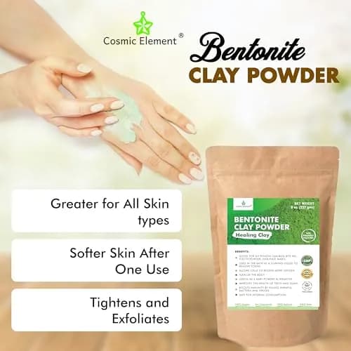 Cosmic Element Calcium Bentonite Clay Powder 8 oz | Skin Detox & Deep Pore Cleansing thumbnail 7