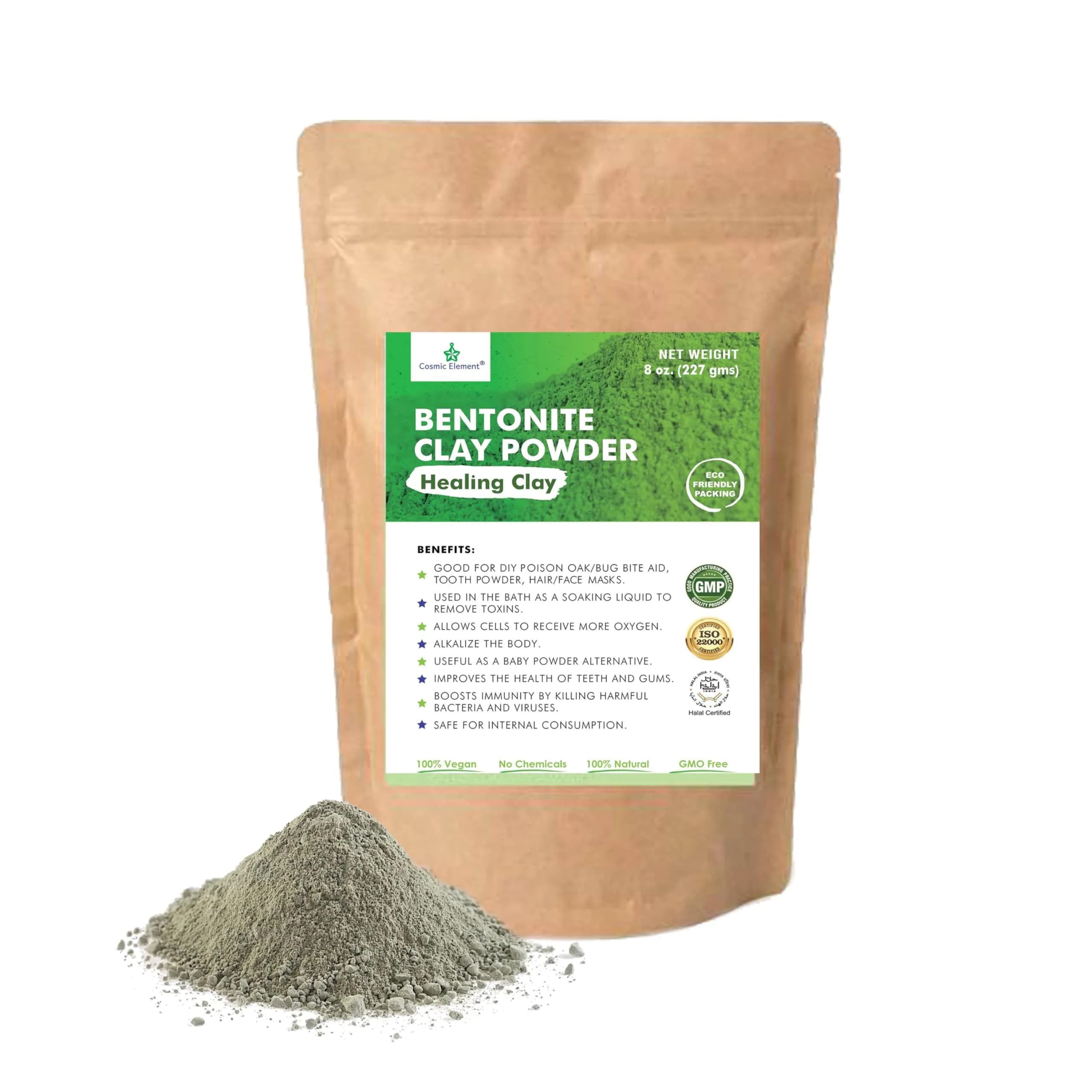 Cosmic Element Calcium Bentonite Clay Powder 4 oz | Skin Detox & Deep Pore Cleansing — 8 Ounce