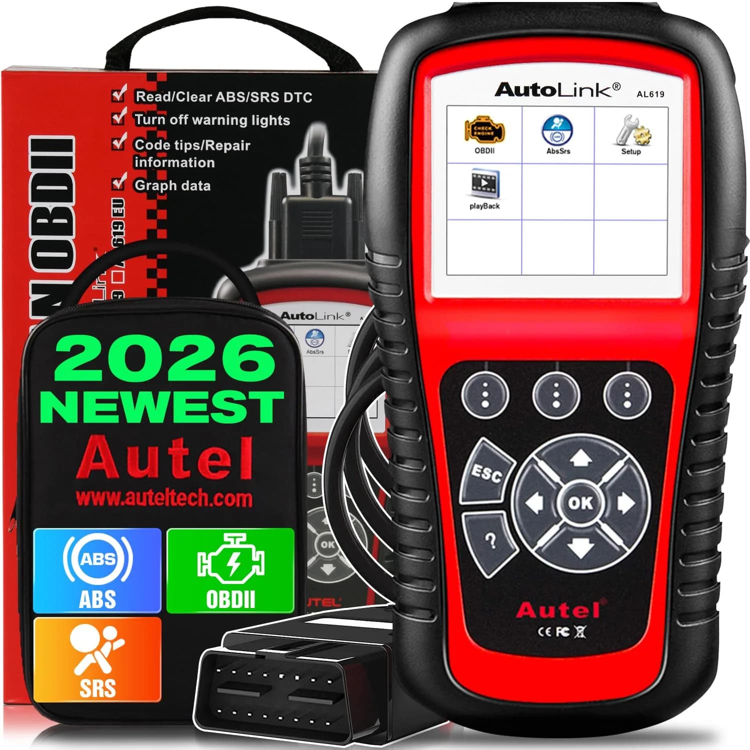 Autel AutoLink AL619 OBD2 Scanner Car ABS SRS Diagnostic Scan Tool with Live Data, 2004-2017 Vehicle Support - main product image