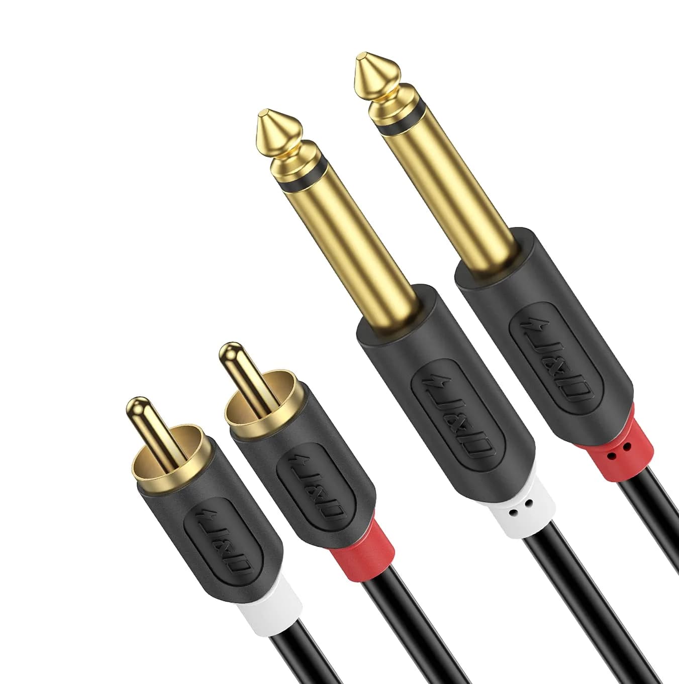 J&D Dual 1/4 inch TS to Dual RCA Stereo Audio Cable 4.57 m (15 Feet) | Connect Speakers to Amplifiers - main product image