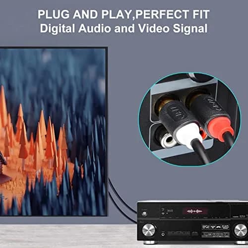 J&D Dual 1/4 inch TS to Dual RCA Stereo Audio Cable 4.57 m (15 Feet) | Connect Speakers to Amplifiers thumbnail 4