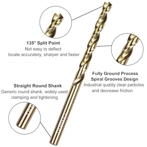 Sipery 10Pcs Cobalt Drill Bits 5mm | M35 High Speed Steel for Metal & Stainless Steel, Jobber Length, 0.197" thumbnail 2