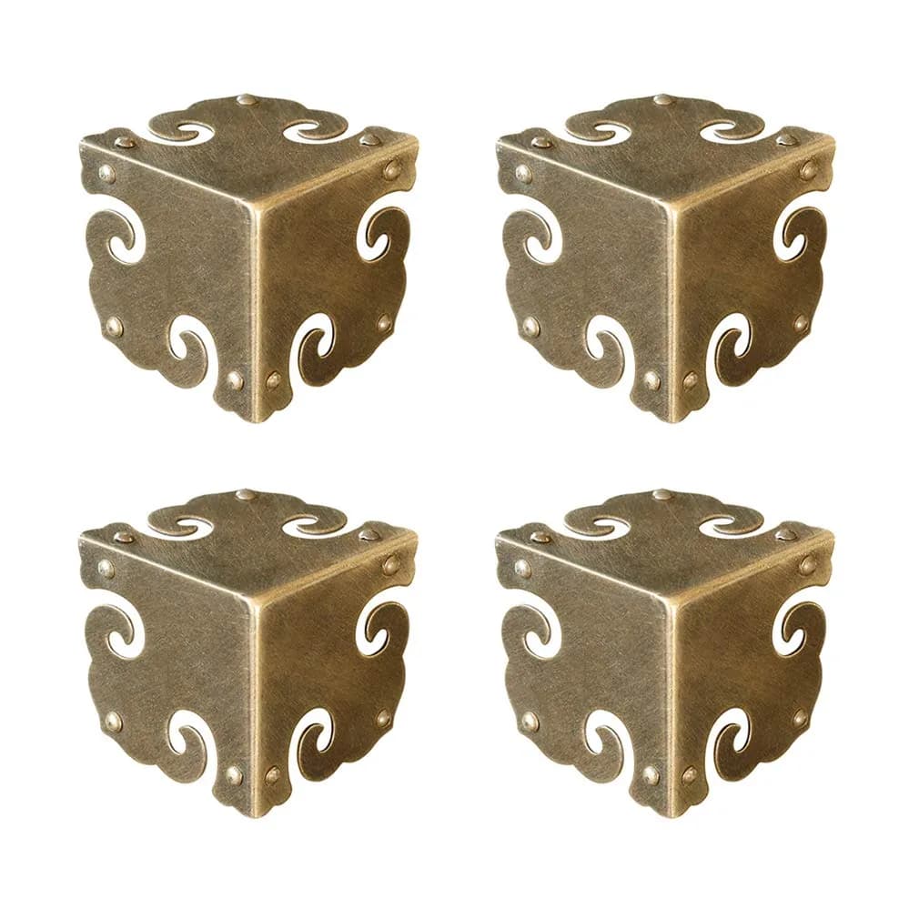 Tiazza Brass Corner Protectors 4pcs | Antique Hardware for Furniture & Jewelry Boxes — Antique Bronze