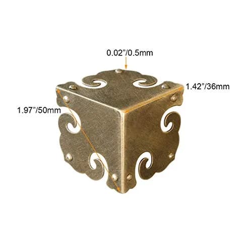 Tiazza Brass Corner Protectors 36x36mm | Antique Bronze, Full Encase, 4 Pieces thumbnail 2